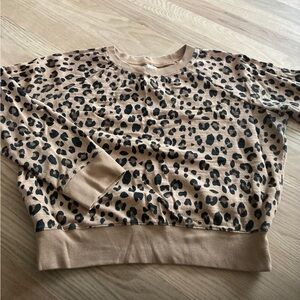 J. Crew Cheetah Print Cropped Crew Neck Sweater